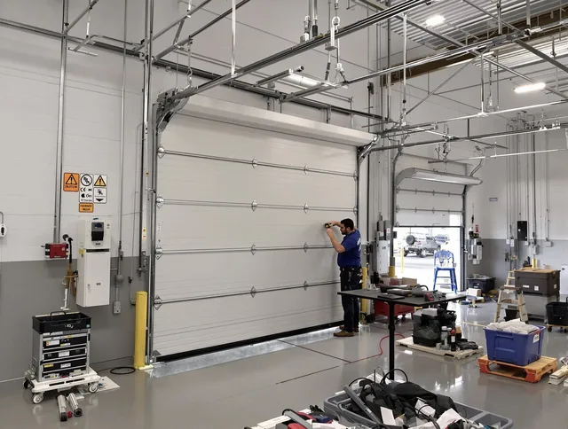 Commercial garage door repair being performed by Wesley Chapel Garage Door Repair expert in Wesley Chapel