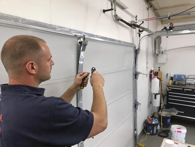 Before and after garage door dent repair by Wesley Chapel Garage Door Repair in Wesley Chapel