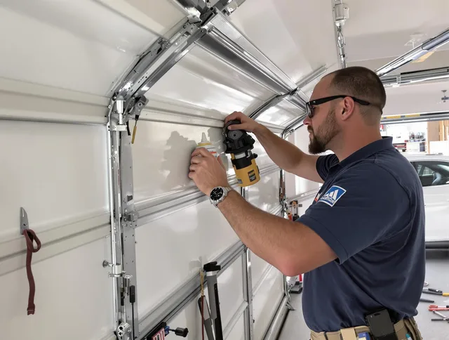 Wesley Chapel Garage Door Repair technician quieting a noisy garage door in Wesley Chapel