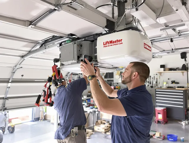 Wesley Chapel Garage Door Repair technician performing advanced diagnostics on garage opener in Wesley Chapel