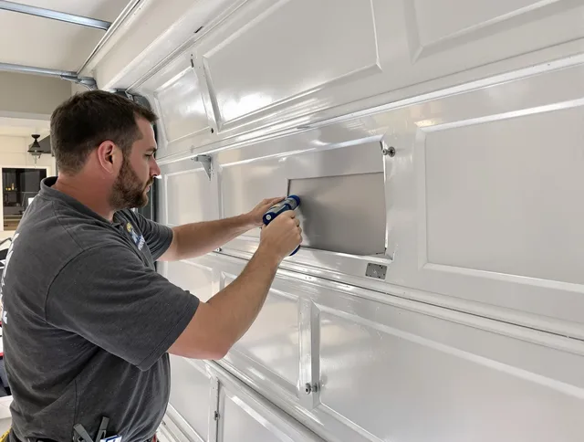 Garage door panel repair by Wesley Chapel Garage Door Repair in Wesley Chapel
