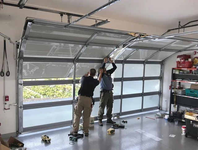 Wesley Chapel Garage Door Repair expert performing precise panel replacement on Wesley Chapel garage door